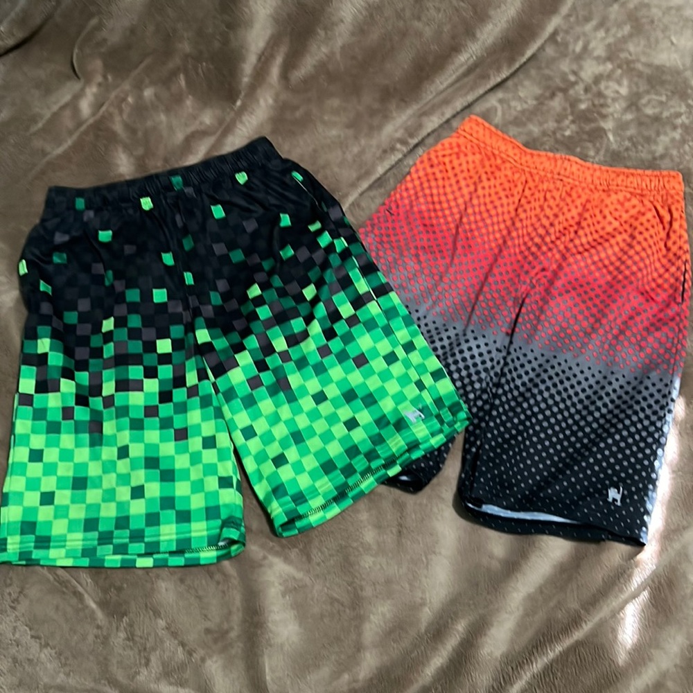 2 Pair Mambo Boy Shorts Basketball Minecraft Green Red Orange Black Medium 10/12